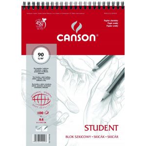 Blok szkicownik Canson Student na spirali A4/100/90g
